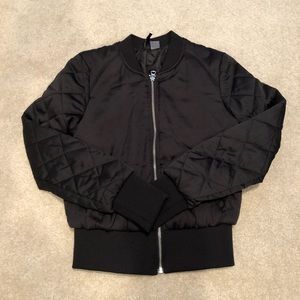 H&M Black Quilted Bomber Jacket